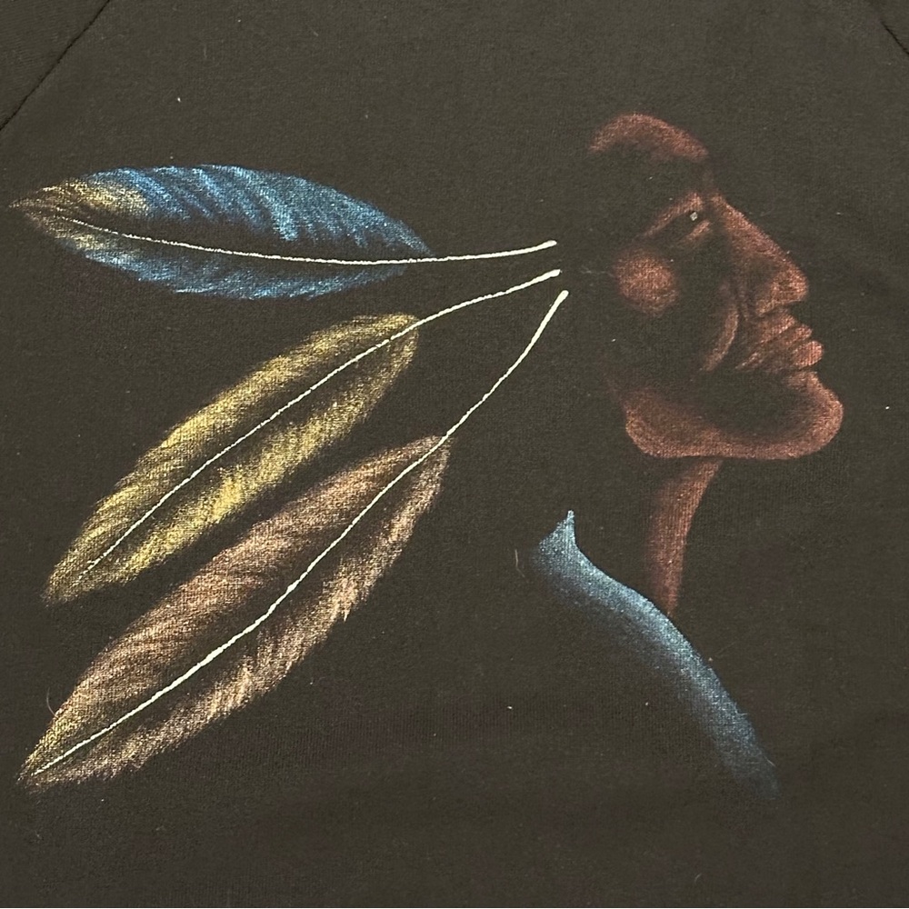 Vintage Sunbelt Pullover Black Native American Chief XL Extra Large Made In USA‎